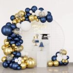 Arche de ballon bleu et or