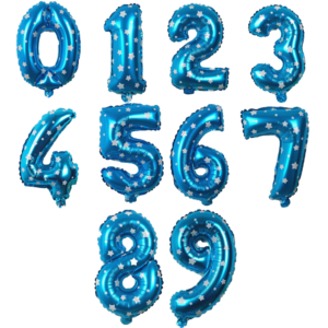 Chiffre bleu étoilé du site www.queenofballons.com
