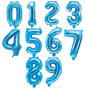Ballon chiffre bleu du site www.queenofballons.com